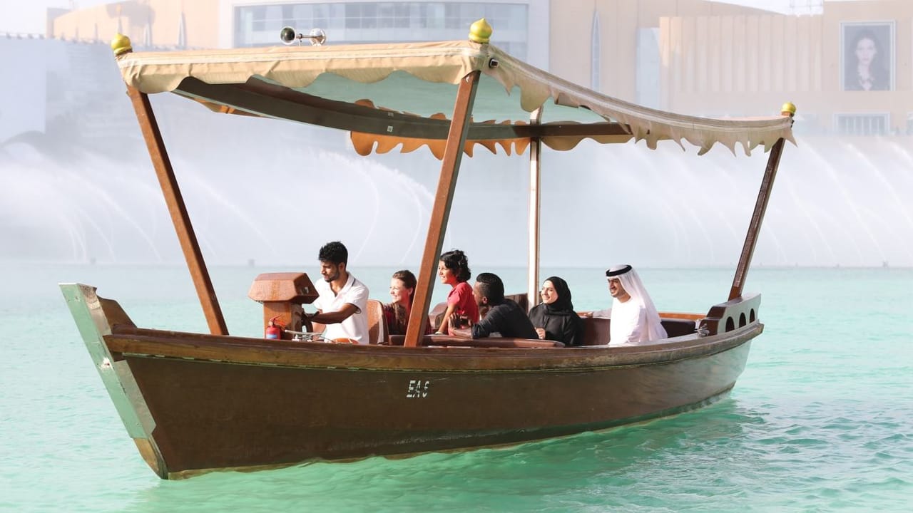 Dubai Fountains in action during a Lake Ride.