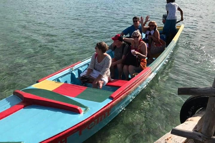 Heading over to the Pirate Shack by boat