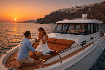Motoryacht Cruise Along Santorini's Stunning Coastline