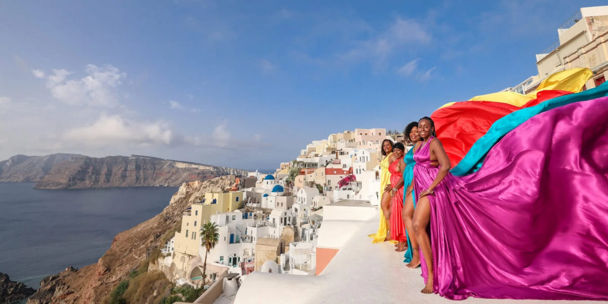 Santorini Private Tour with Flying Dress Photoshoot