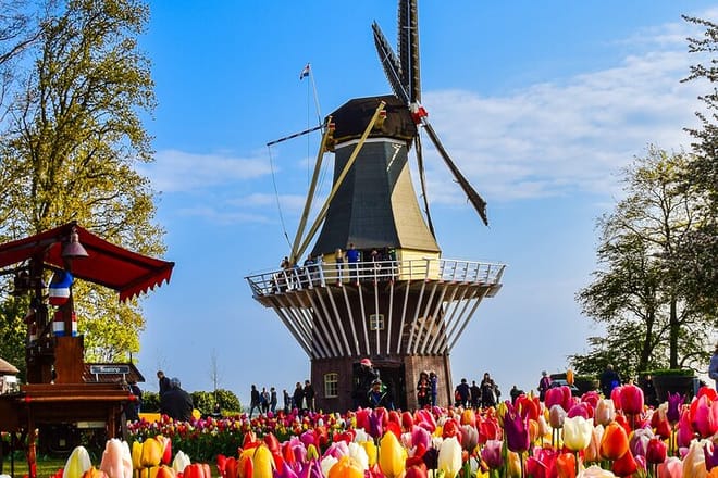 The famous windmill of the Keukenhof park