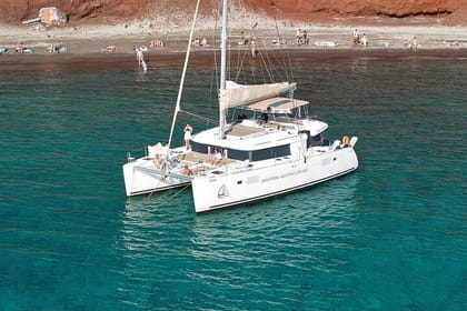 Santorini Luxury Catamaran Cruise, with Lunch, BBQ, drinks and transfers