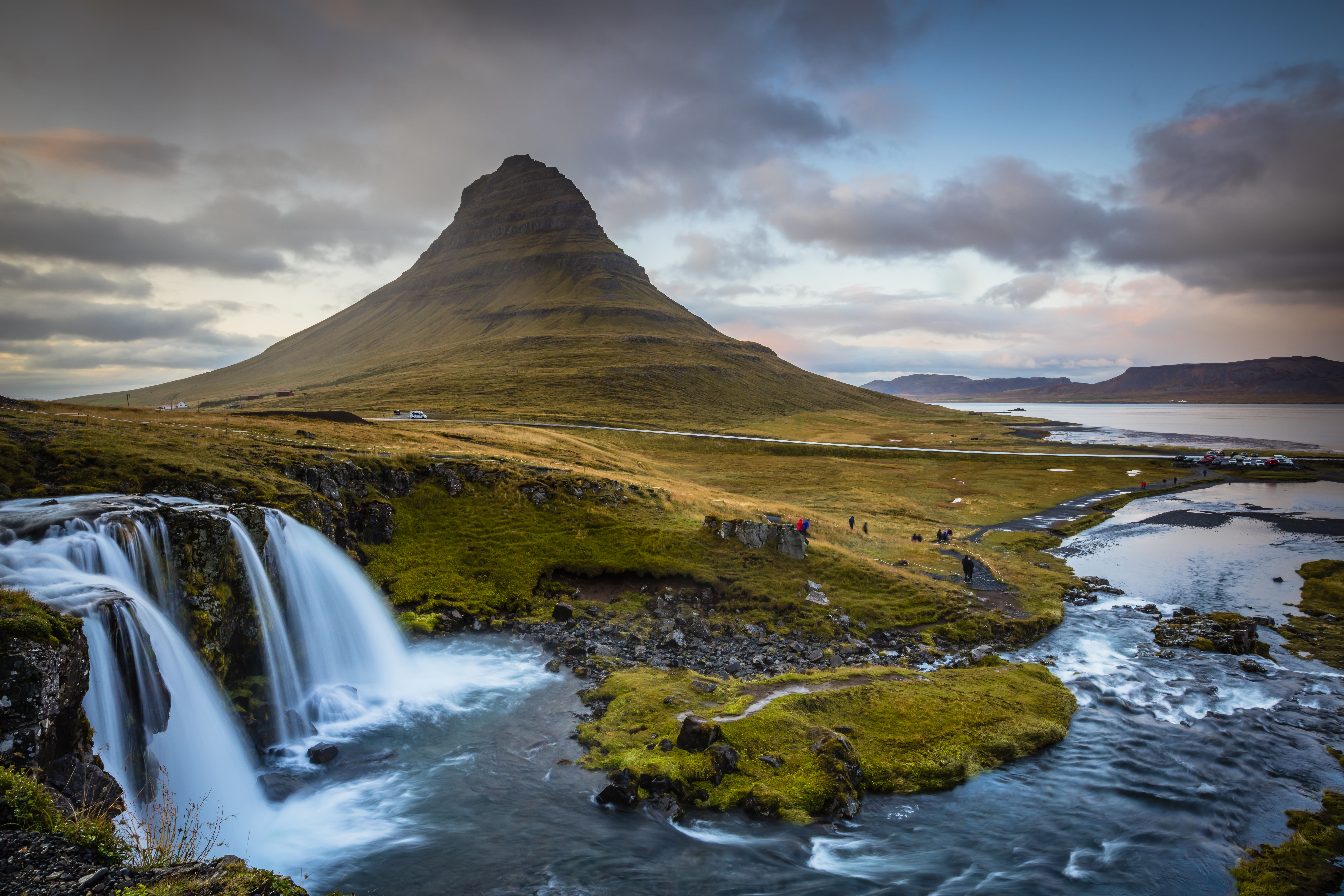 The view from Kirkjufell waterfalls