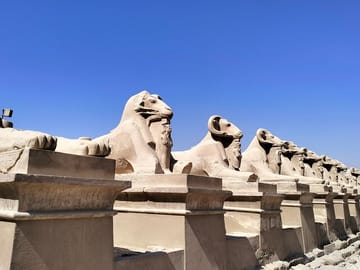 Sphinx avenue in front of Karnak temple Luxor Egypt