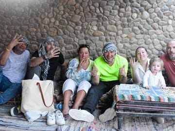 Happy family in Sahara desert