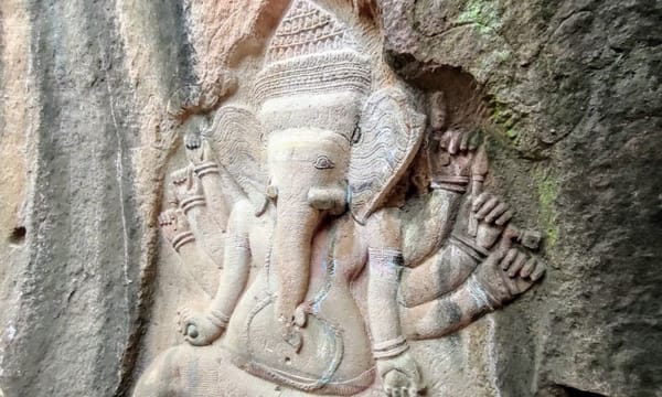 Sunrise at BengMealea with hidden Jungle -Ancient Carving (Peang Komnou) The Rock art Sanctuary