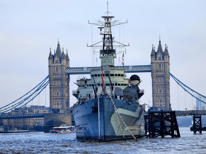 Private London Blitz Walking Tour and entrance to HMS Belfast