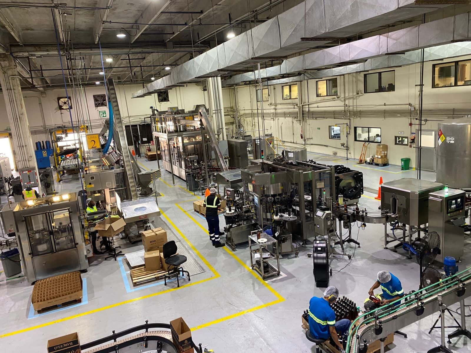 Industrial area for the production and bottling of rum during the tour at the Ron Barceló Historic Center.