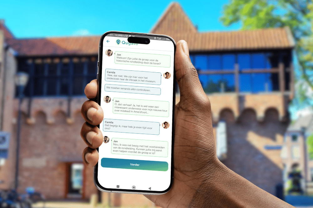 Photo of the Qugato app during the City Detective Zwolle scavenger hunt showing a fun fact.