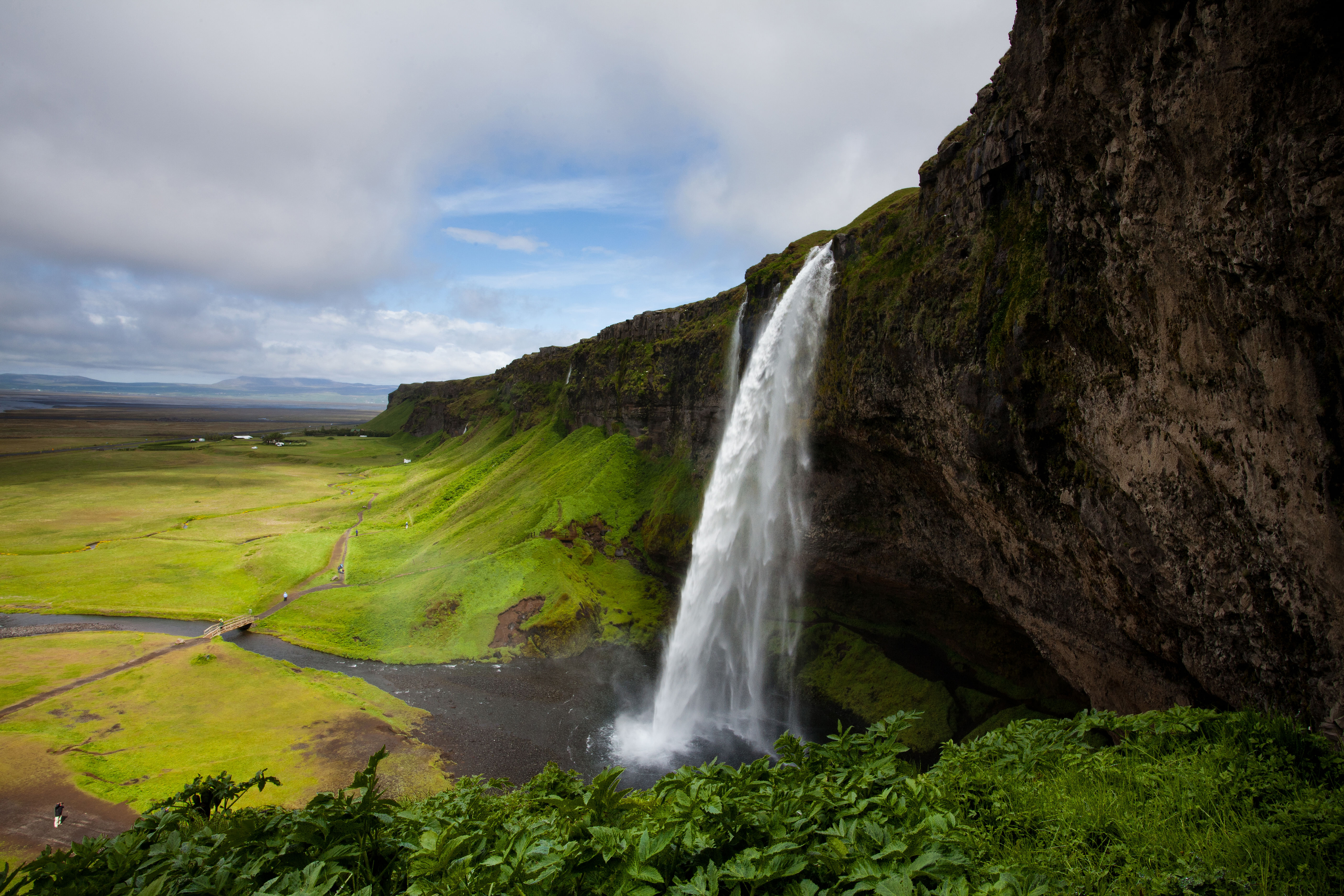 Seljalandsfoss Waterfall photographed at the right side of the waterfall.