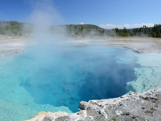View of one of the hot springs in Geysir geothermal area