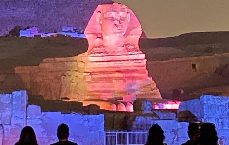 Giza Pyramids at night Sound and Light Show With Dinner