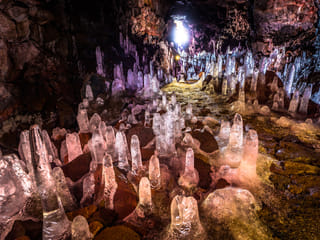 Lava Tunnel with ice in the winter