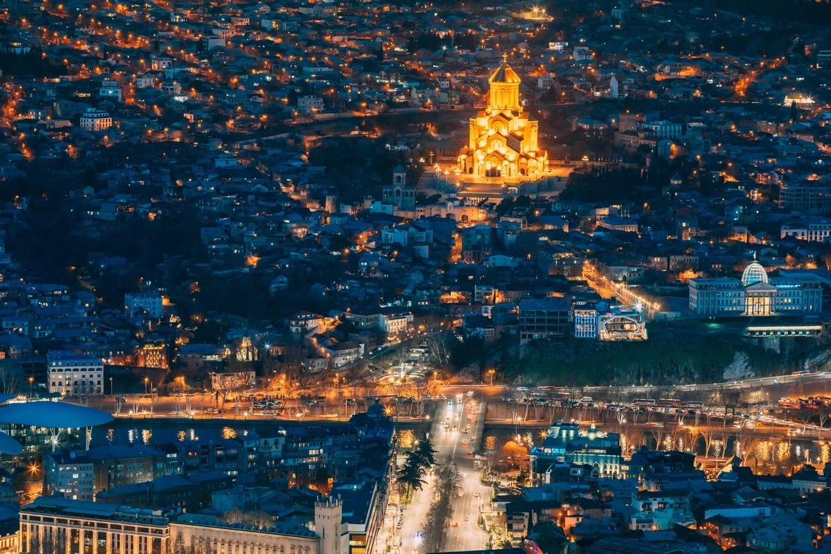 Tbilisi Trinity Cathedral night view