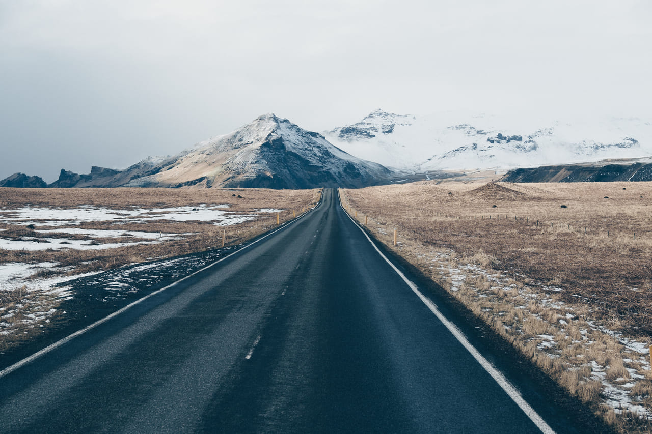 Driving the scenic road on the South Coast Iceland
