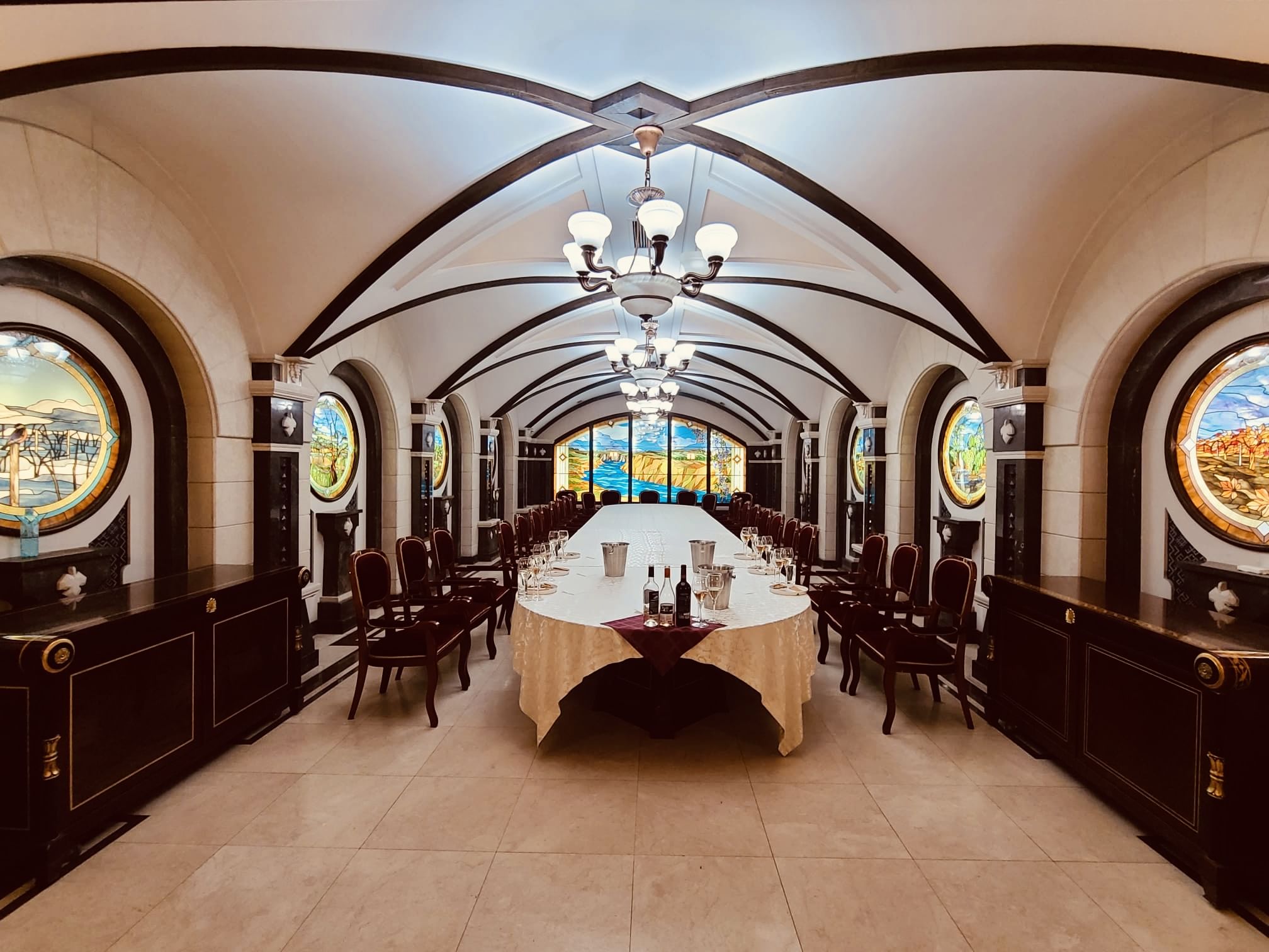 One of the tasting halls of Cricova Winery