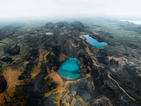 Mountains and hidden lakes while hiking