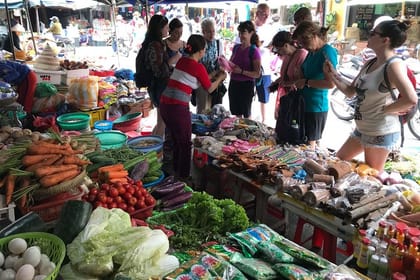 Traditional Cooking Class with Basket Boat Ride and market Tour