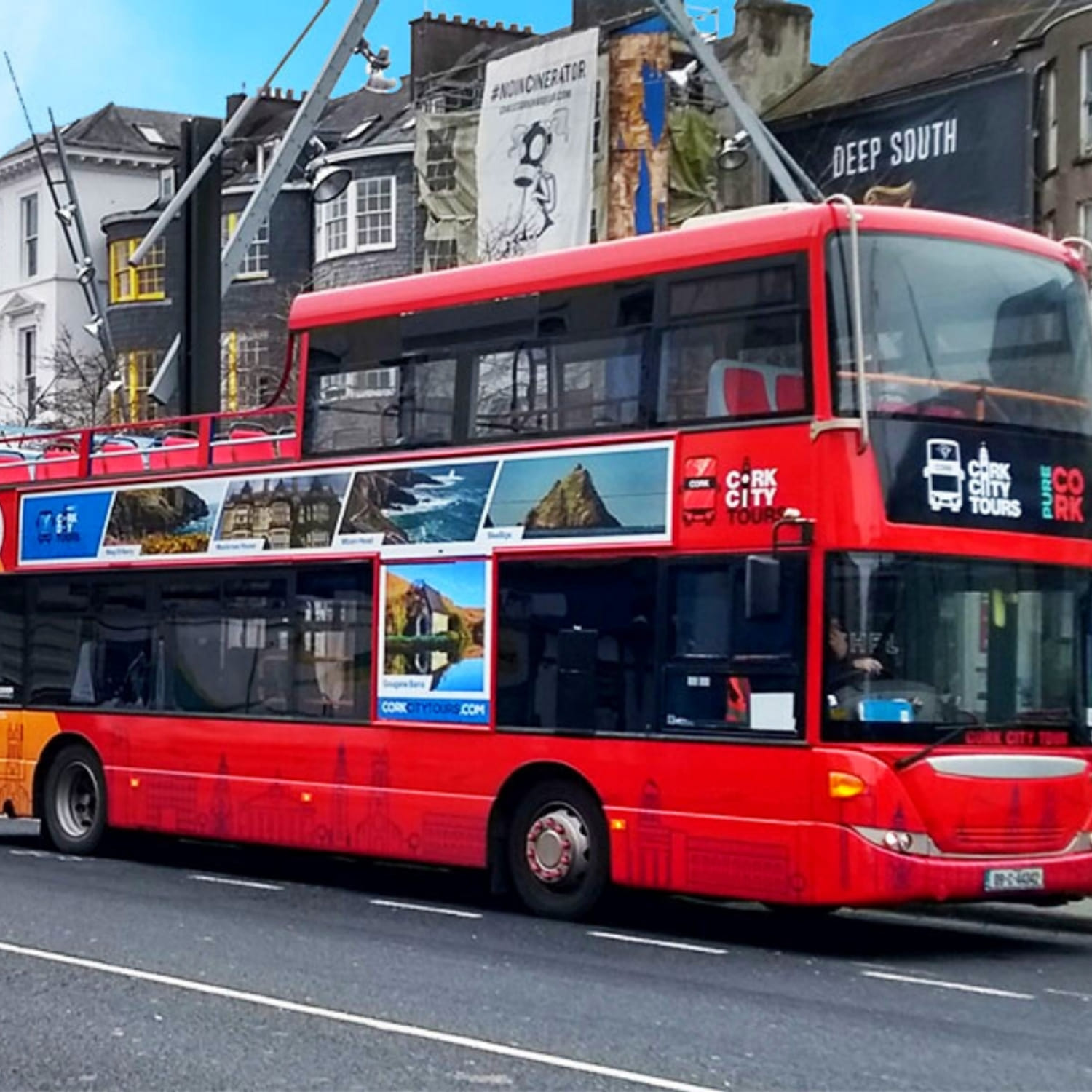 HoponHopoff sightseeing bus tour of Cork City. Guided.