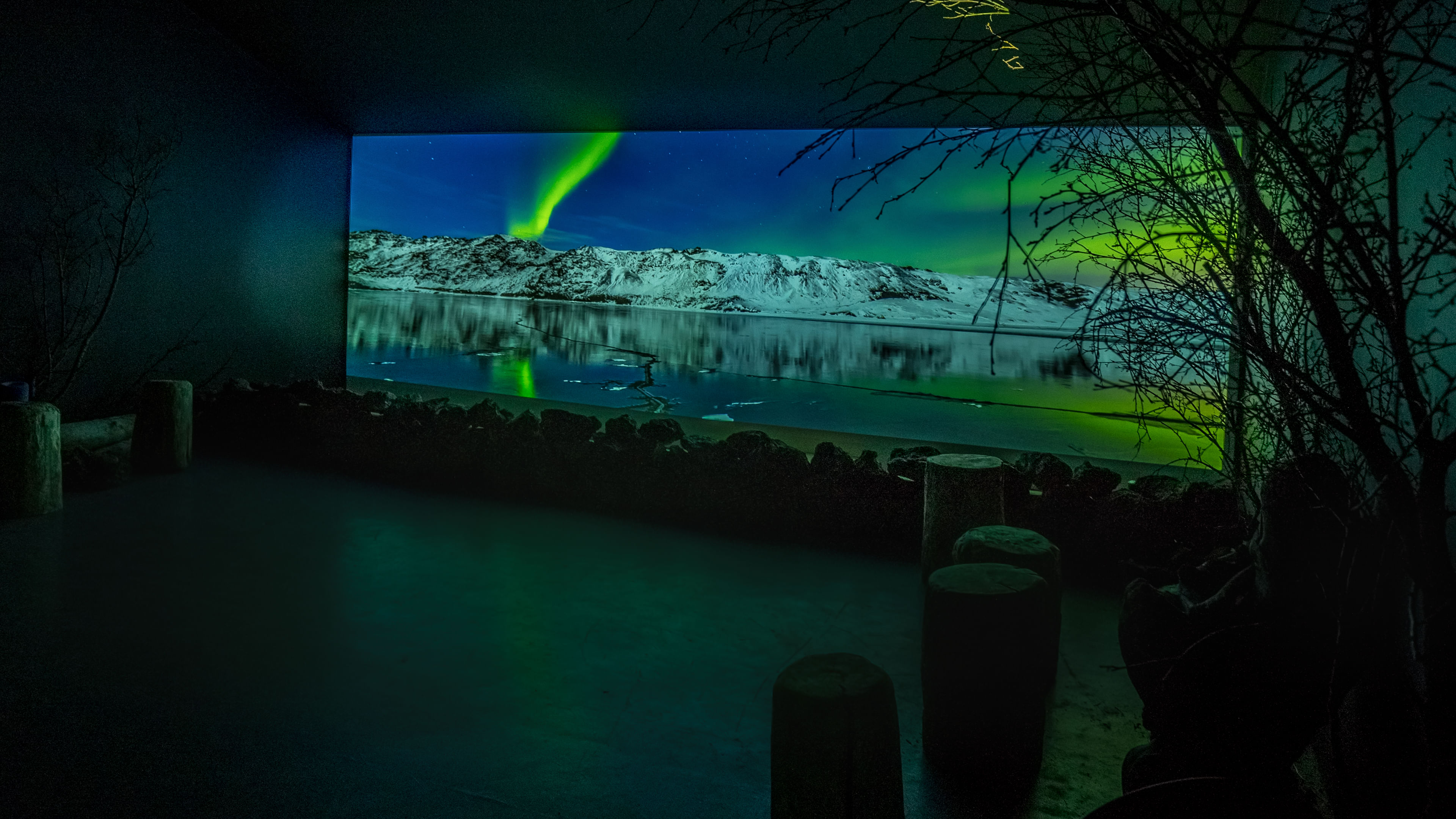 Movie theater with a 7 meter wide screen and 4K movie