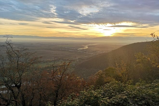 View from Kvareli Lake resort to Alazani Valley