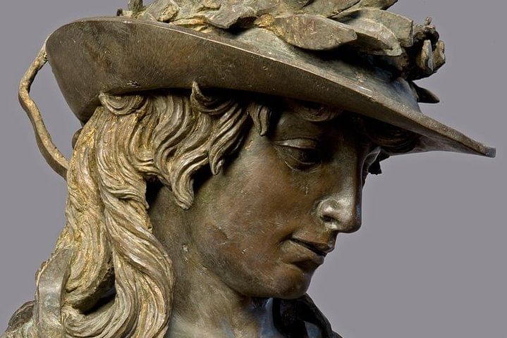 Side view of Donatello's David, a bronze sculpture