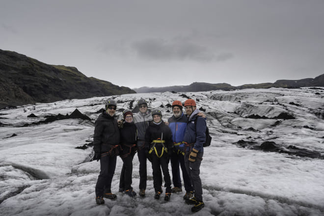 Our tour customers hiking on Sólheimajökull