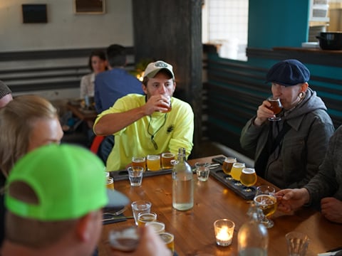 Travellers enjoying various Icelandic beers.