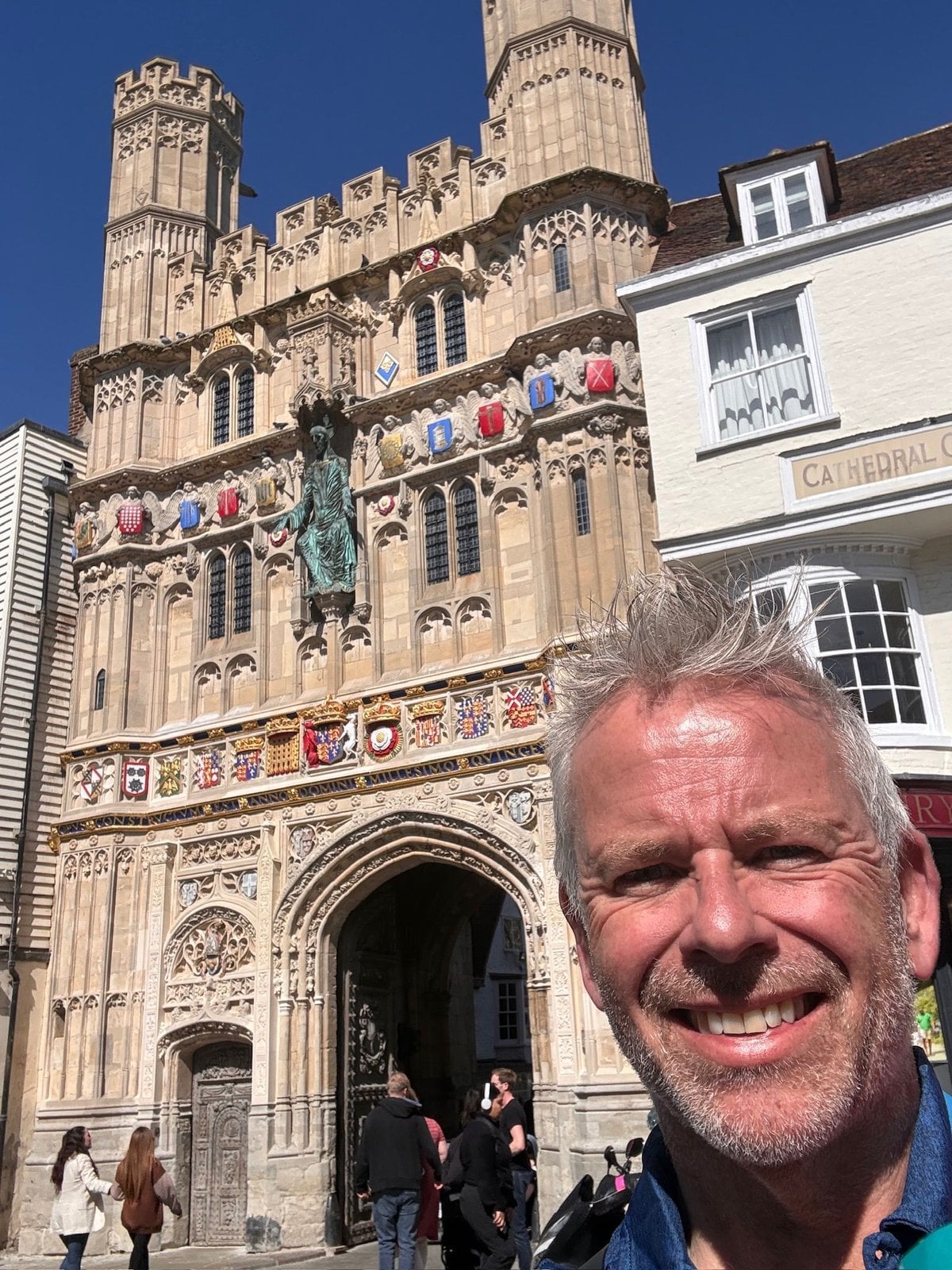 Paul Mercier-Herring, Blue Badge guide, at Christ Church Gate in Canterbury