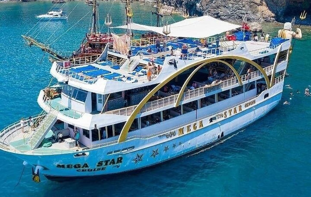 Antalya to Kemer Mega Star Boat Trip with Lunch & Transfers