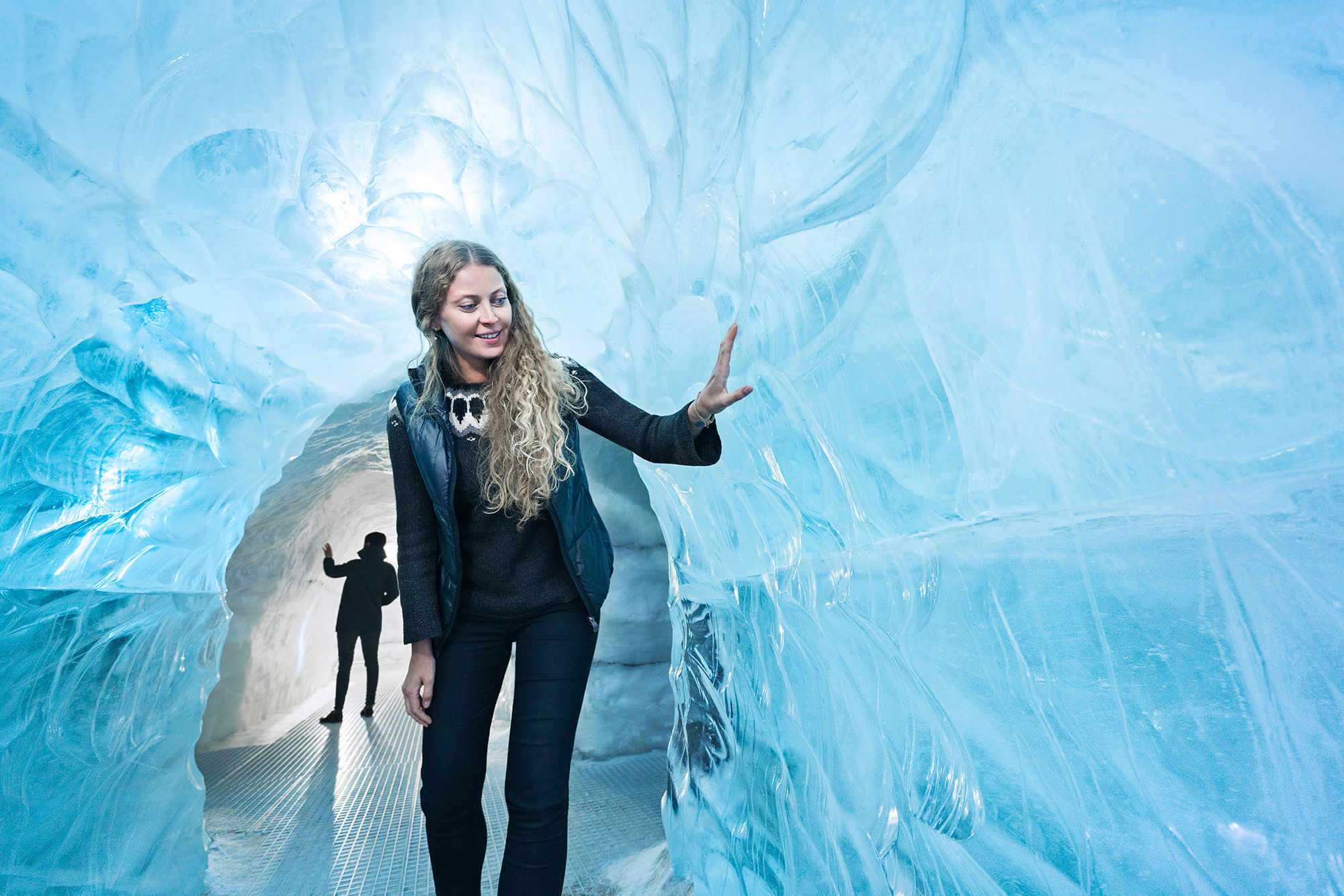 Exploring a real indoors ice cave at Wonders of Iceland exhibition