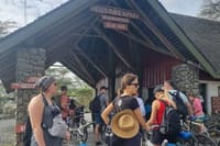 At the entrance with guests