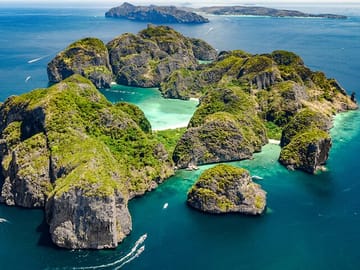 Phi Phi Island aerial view panorama.
