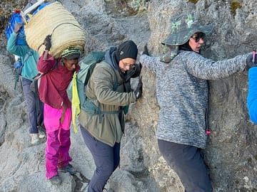 Conquering the Barranco Wall on the way to the summit.