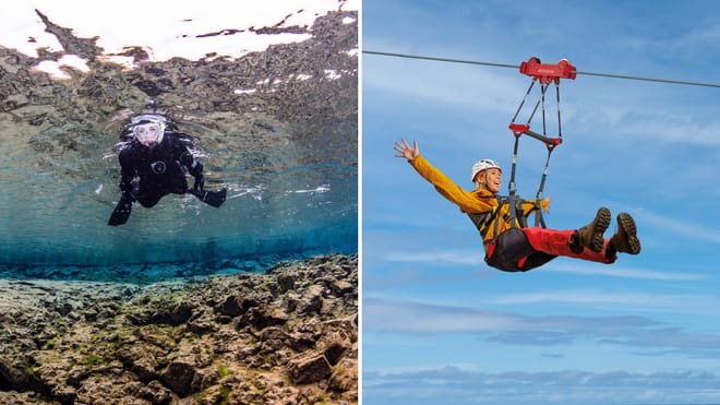 Snorkeling Silfra and Mega Zipline combo
