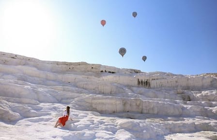 Hot Air Balloon Ride Over Pamukkale's Travertine Terraces