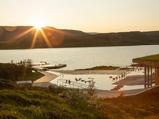 Sunset at Vök Baths