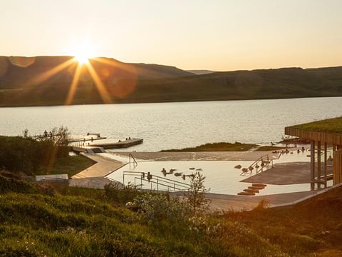 Sunset at Vök Baths