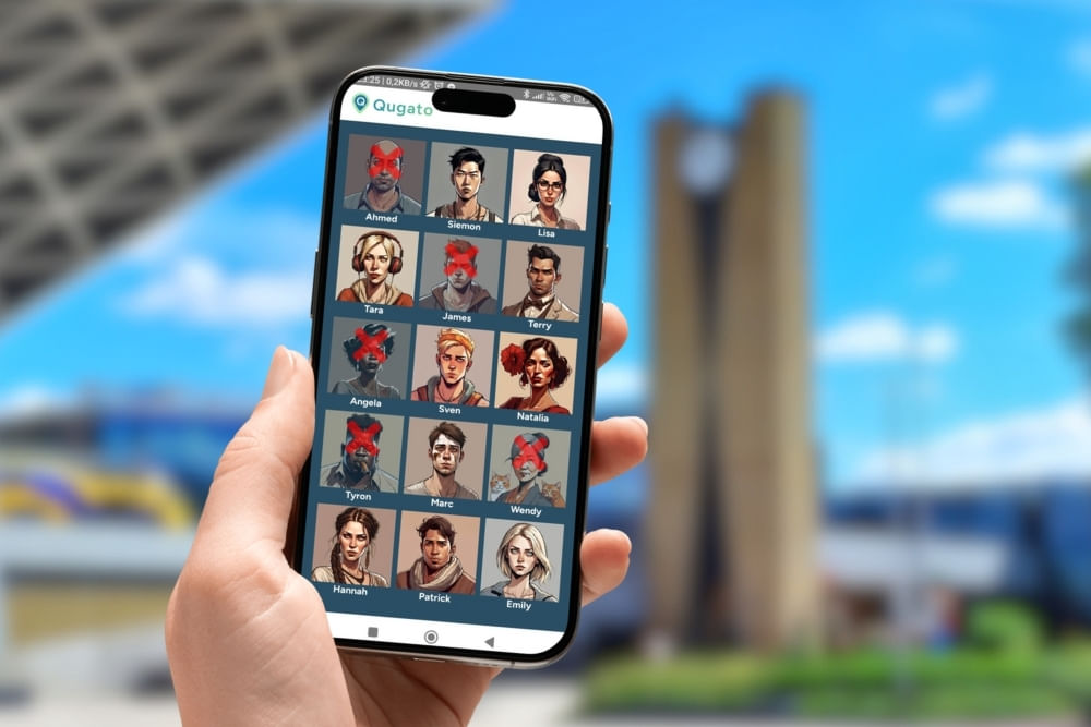 Phone showing the suspect board in the City Detective scavenger hunt by Qugato.