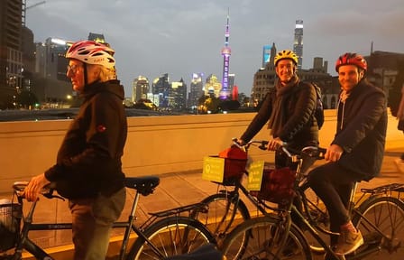 Shanghai Night Cycling Tour with Food and Skyline Views