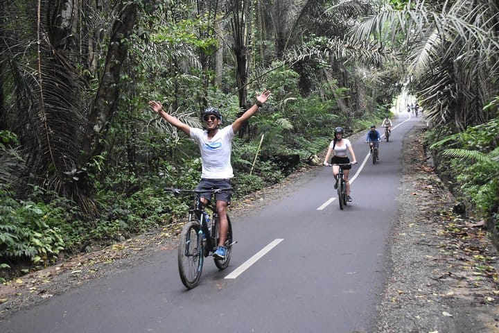 Cycling through back roads of Bali Countryside
