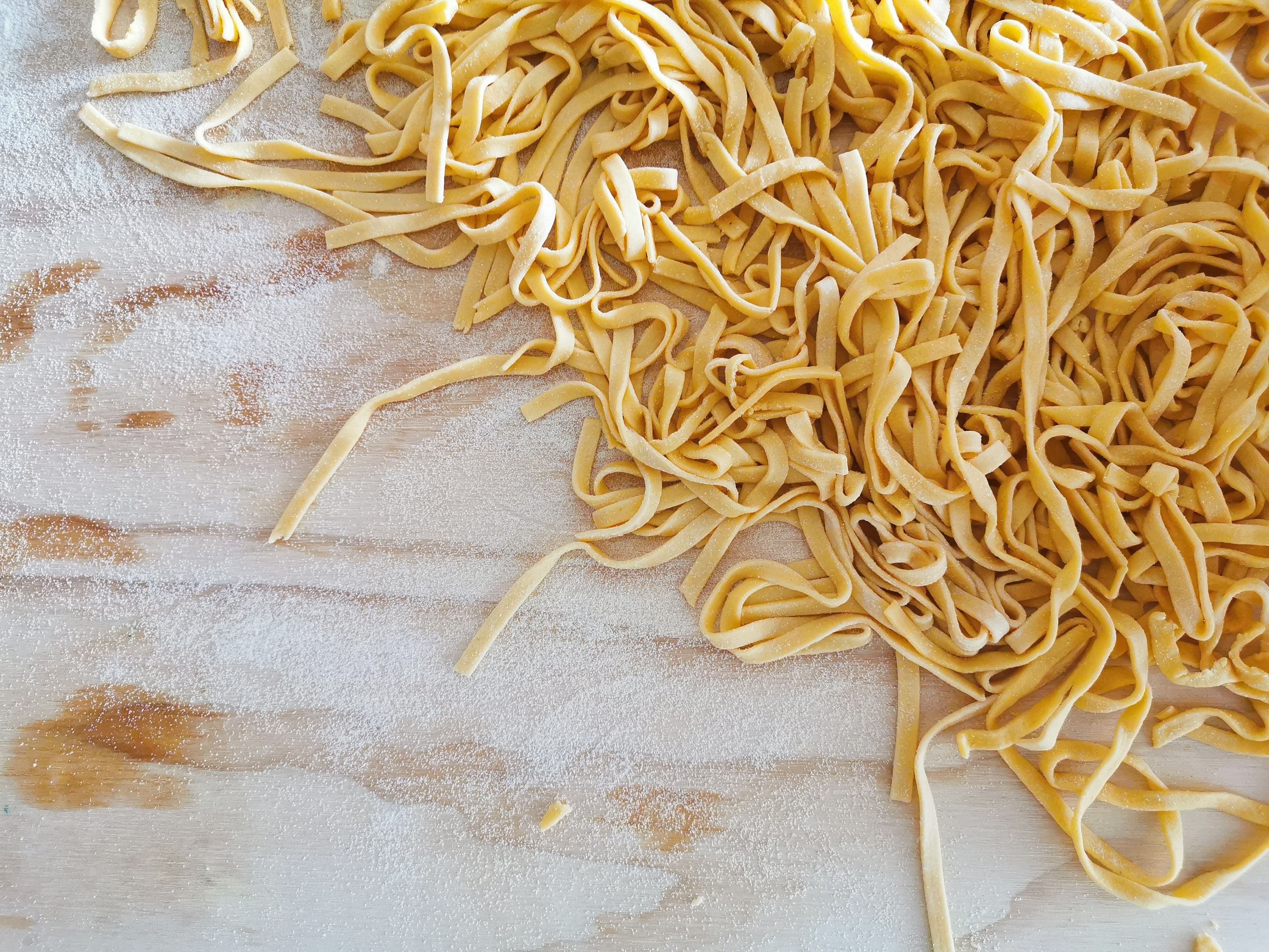 Close-up of some fresh-made italian tagliatelle