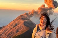 Fuego Volcano gas emission from Acatenango