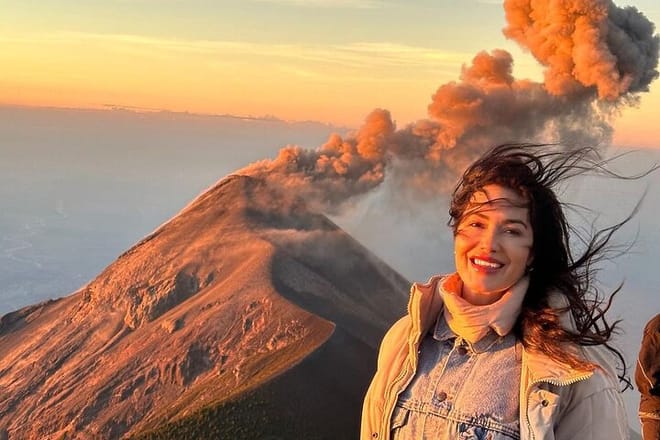 Fuego Volcano gas emission from Acatenango