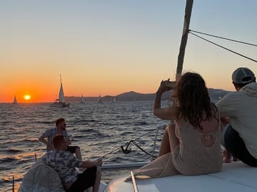 Santorini Sunset Catamaran Cruise with Greek Dinner and Drinks