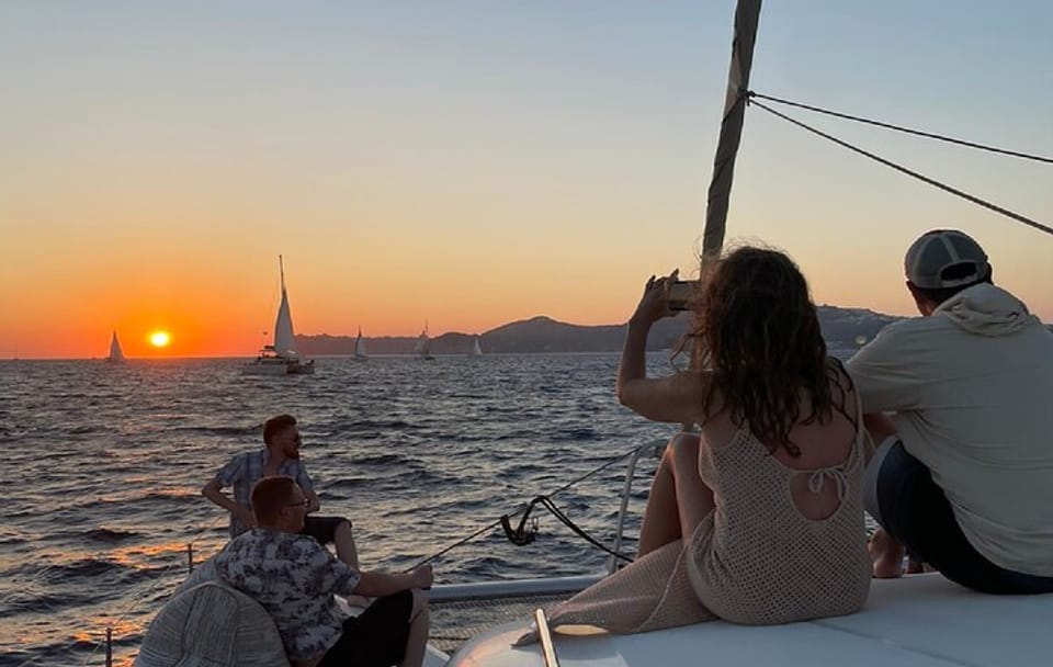Santorini Sunset Catamaran Cruise with Greek Dinner and Drinks