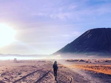 walking at Bromo sea sand