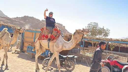 Guest on a camel ride, Sinai desert