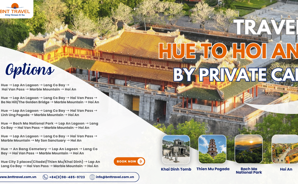 Private Car Tour from Hue to Hoi An with Sightseeing Stops