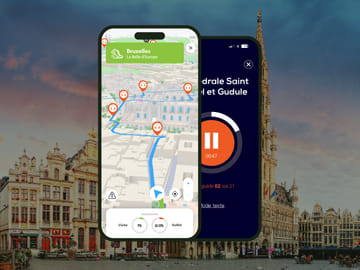 GPS audioguide application: From Manneken Pis to Mont des Arts (Offline).